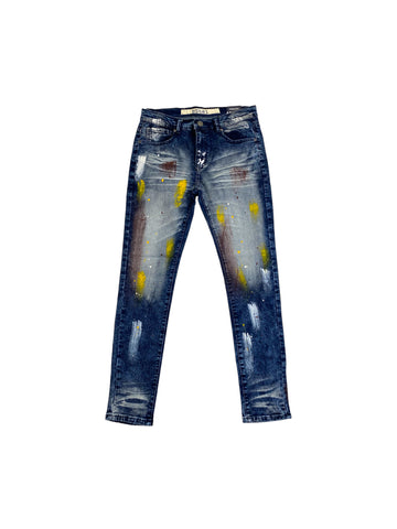 Men R3BEL Fashion Washed Denim Jeans