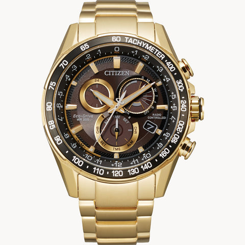 Men CITIZEN Chronograph Gold Tone Stainless Steel Bracelet Watch