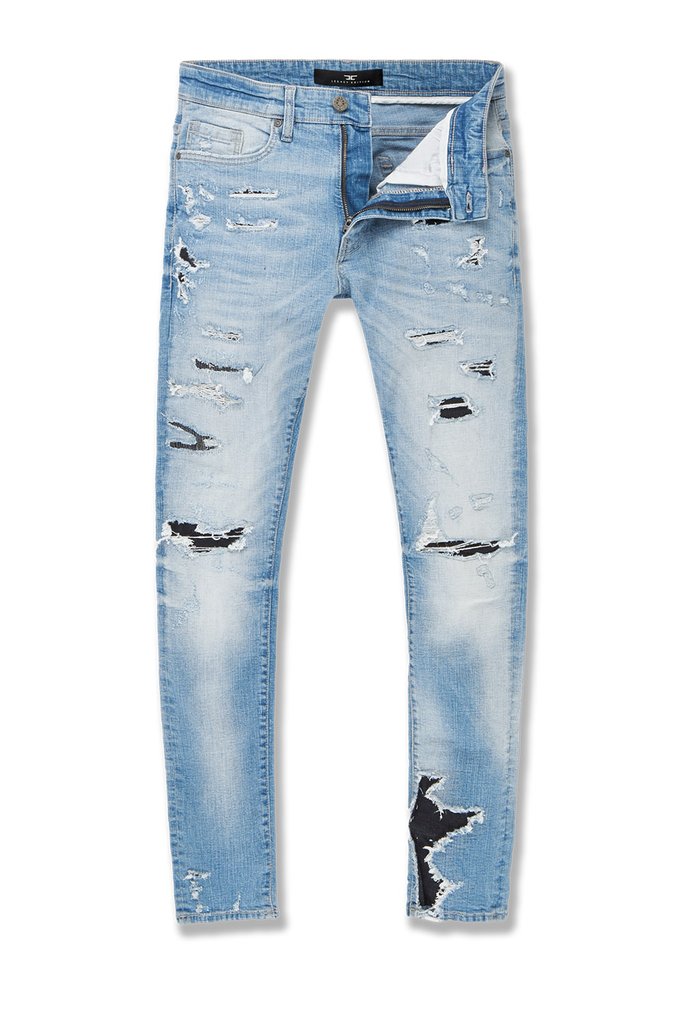 Men JORDAN CRAIG Distressed Jeans Aged Wash Urban Appeal Fort Pierce