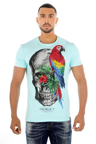 Men AVENUE GEORGE V PARIS Skull & Parrot T-Shirt