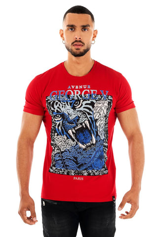 Men AVENUE GEORGE V PARIS Angry Cheetah T-Shirt