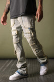 Men GFTD LA Flare Shreds Fit Stacked Jeans