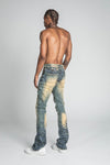 Men ARMOR JEANS Blue Leaves Stacked Jeans