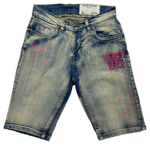 Kids FWRD DENIM CO. Painted Money Dept Denim Short