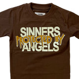 Little Kids EVOLUTION IN DESIGN Sinners Protected  By Angels T-Shirt