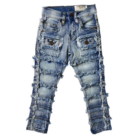 Little Kids FWRD DENIM CO. Patchwork True Stacked Denim Jeans