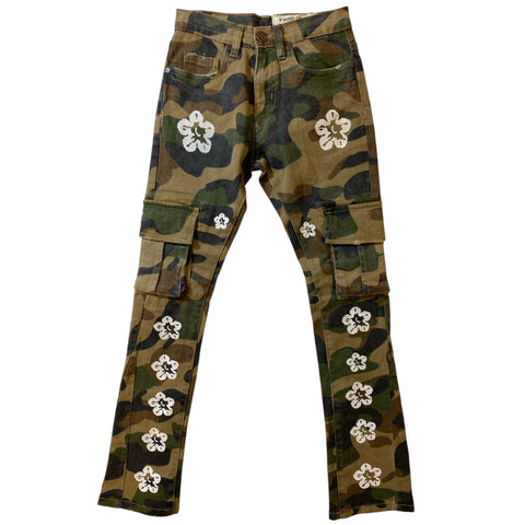 Kids FWRD DENIM CO. Camo Flower Stacked Twill Pants