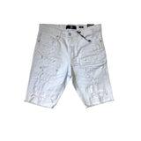 Men JORDAN CRAIG Shred Denim Shorts White