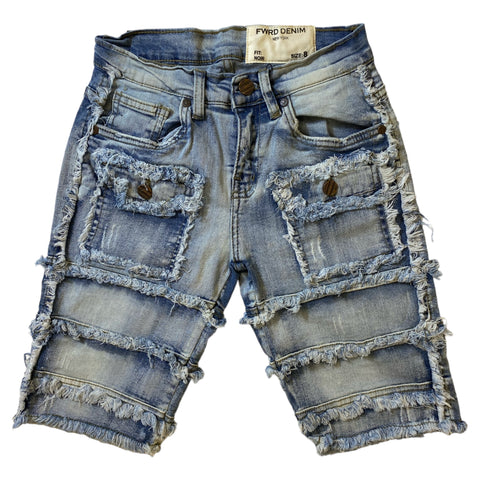 Kid's FWRD DENIM & CO Patchwork Denim Shorts