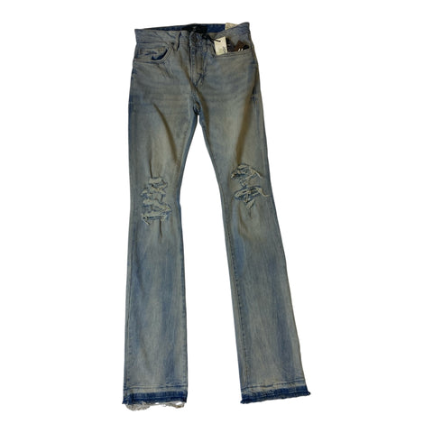 Men JORDAN CRAIG Shreds On Knees Stacked Denim Jean