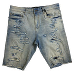 Men JORDAN CRAIG Denim W Shreds Shorts