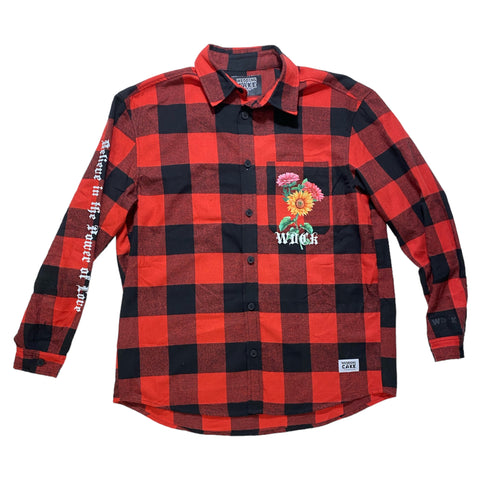 Men WEDDING CAKE Logo Button Up L/SLV Plaid Shirt