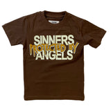 Little Kids EVOLUTION IN DESIGN Sinners Protected  By Angels T-Shirt