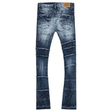 Men JORDAN CRAIG Piecing Stacked Denim Jean