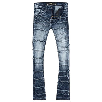 Men JORDAN CRAIG Piecing Stacked Denim Jean