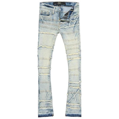 Men JORDAN CRAIG Piecing Stacked Denim Jean