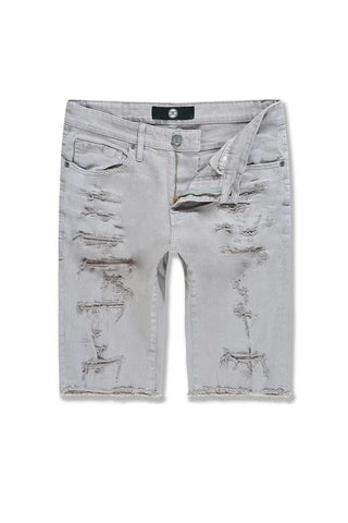 Men JORDAN CRAIG Shred Denim Shorts L/GREY