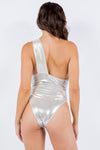 Women Bikini Solid Metallic One Piece