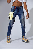 Men FIFTH LOOP Biker Jeans With Thigh Bag