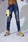 Men FIFTH LOOP Biker Jeans With Thigh Bag