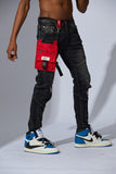 Men FIFTH LOOP Biker Jeans With Thigh Bag