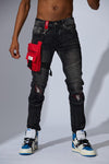 Men FIFTH LOOP Biker Jeans With Thigh Bag