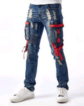 Men KINDRED Biker Front Cargo Rip Jeans