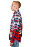 Men KLEEP Premium Mixed Block Flannel Button Down Shirt