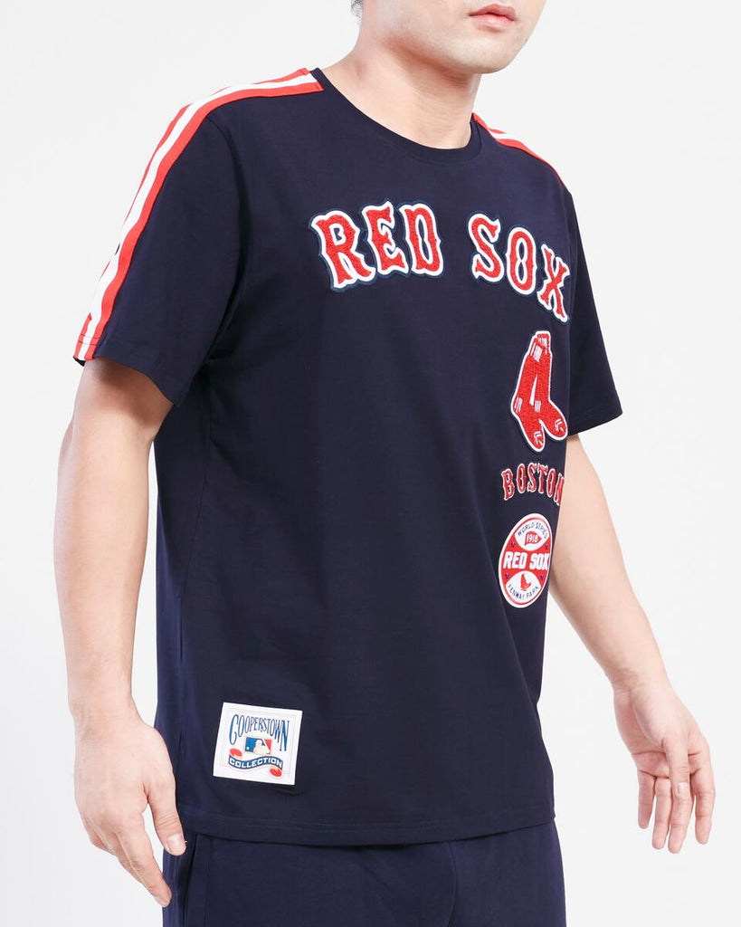Pro Standard Mens MLB Boston Red Sox Retro Classic Sj Striped Crew Neck T-Shirt LBR135323-MDR Midnight Navy/Red XL