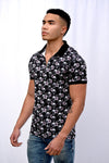 Men RISING REVOLT SKULL AND PINK FLOWERS Polo Shirt