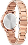 Women CITIZEN Quartz Rose Gold Tone Crystal Accented Silver Dial Watch