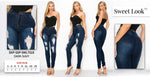 Women SWEET LOOK High Waist Rip Jeans