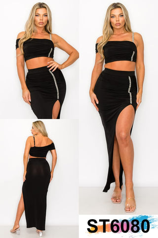 Women KIMCINE Tank Top & Slit Skirt 2p Set