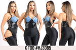 Women K TOO Denim & Matte PU Corset Bodysuit