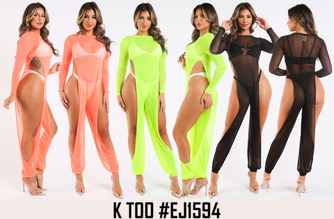 Women K TOO Mesh Coverup Jumpsuit