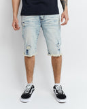 Men REASON Thatcher Distressed Light Wash Denim Short