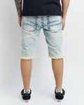 Men REASON Thatcher Distressed Light Wash Denim Short