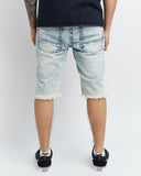 Men REASON Thatcher Distressed Light Wash Denim Short