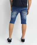 Men REASON Vincent Red Patched Jean Shorts