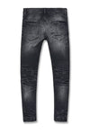 Men JORDAN CRAIG Shredded & Repaired Stitched Jean Vintage Black