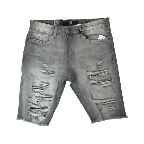 Men JORDAN CRAIG Shredded Jean Short Cement Wash