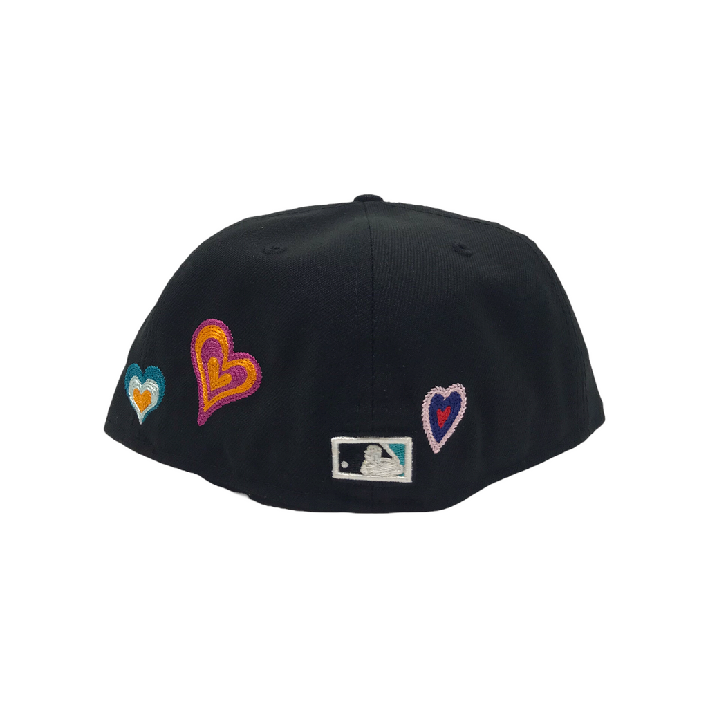 Florida Marlins CHAIN STITCH HEARTS Black Fitted Hat