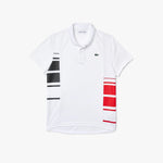 Men LACOSTE SPORT Colorblock Piqué Mesh Polo W/R/B