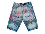 Men BLIND TRUST Biker Denim Shorts