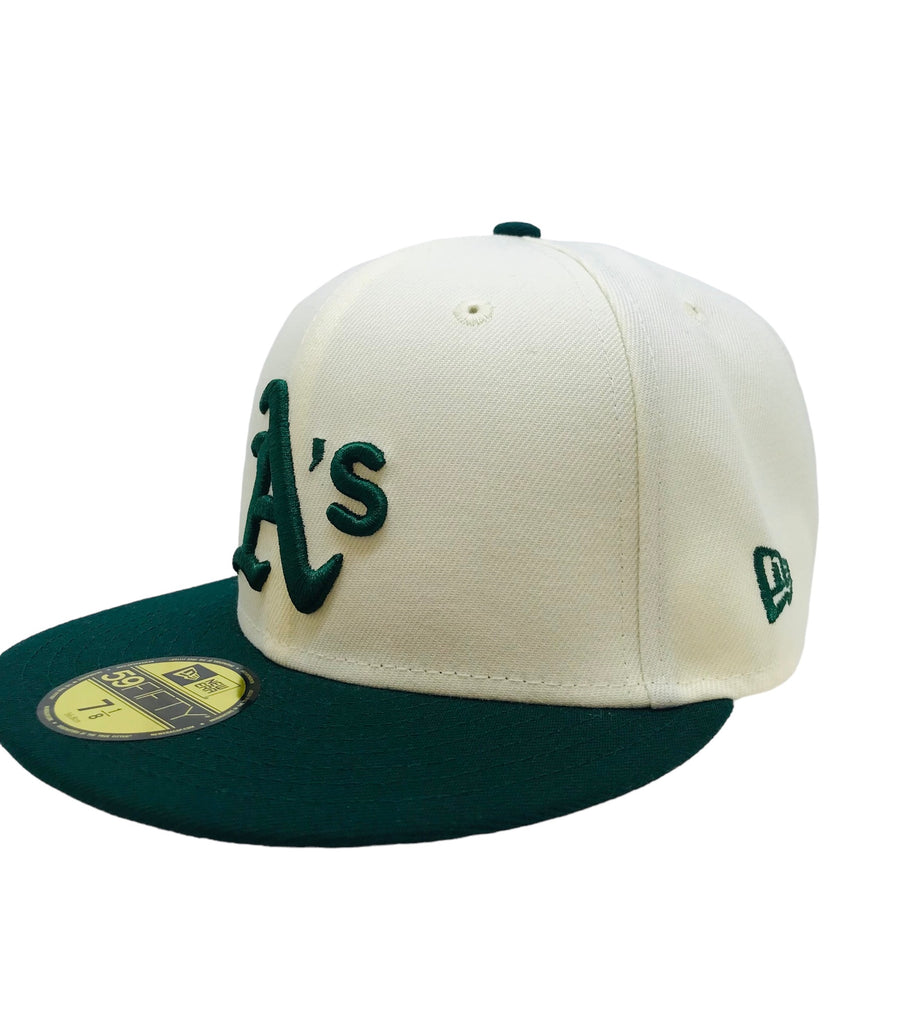 New Era Oakland Athletics 59FIFTY Side Patch Retro Fitted 7 1/2 / Cream/Green