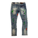 Men R3BEL Paint Brushed Denim Jeans