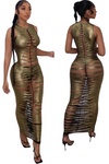 Women KIMCINE Foiled Laser Cut Slvless Maxi Dress & Panty 2P Set