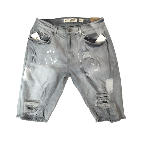 Men EVOLUTION Rip & Slash Denim Shorts