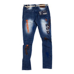 Men R3BEL Paint Brushed Denim Jeans