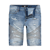 Men JORDAN CRAIG Richmond Moto Denim Shorts Deep Blue